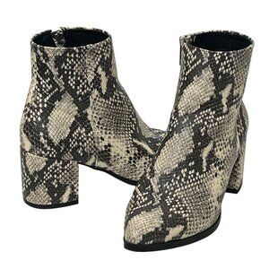 Madden Girl Faux Leather Snake Print Ankle Booties Women’s 6 Block Heel